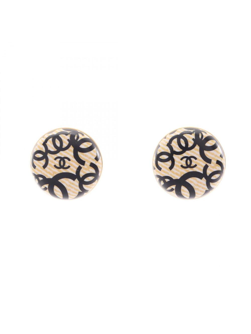 Chanel Cc Logo Round Clip-On Earrings #357807C83B